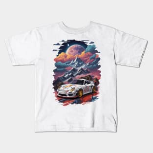 Vintage Racing Car Space Scene Kids T-Shirt